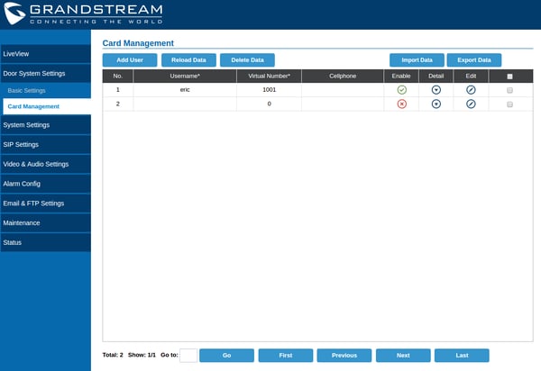 Grandstream GDS3710 Card Management Grandstream GDS3710 Card Management