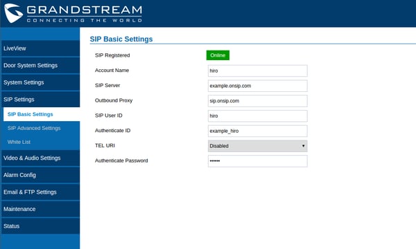 Grandstream GDS3710 SIP Basic Settings Grandstream GDS3710 SIP Basic Settings