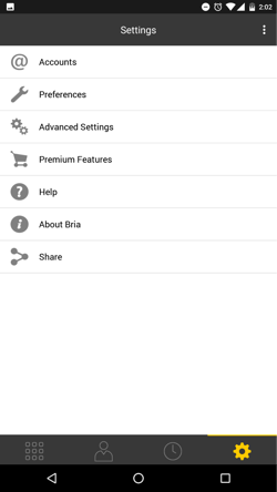 Bria for Android settings Bria for Android settings