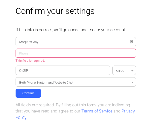 Slack Oauth Signup Confirmation with OnSIP Slack Oauth Signup Confirmation with OnSIP