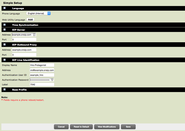 Polycom configuration