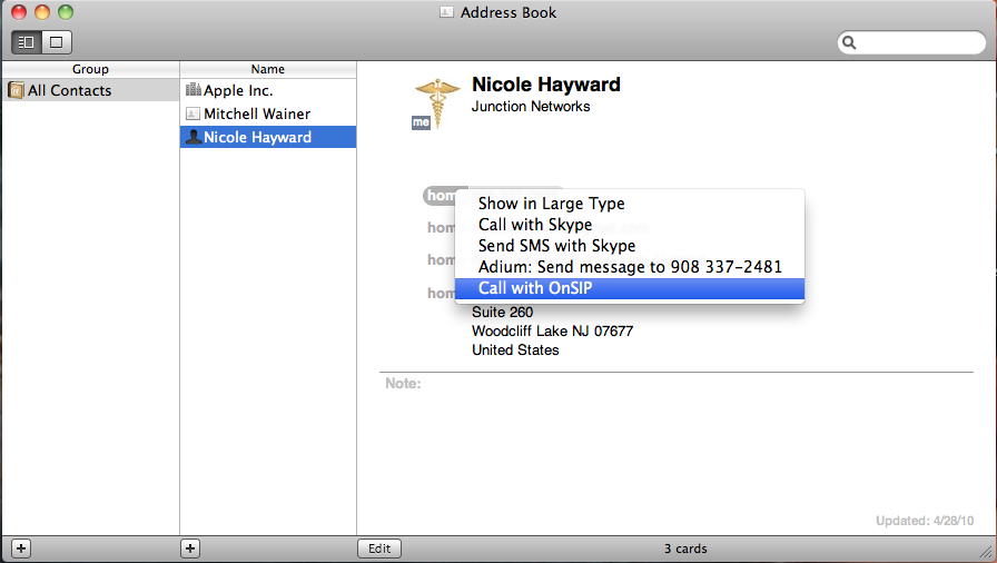 Click to Call Plugin Address Book on Mac OS X