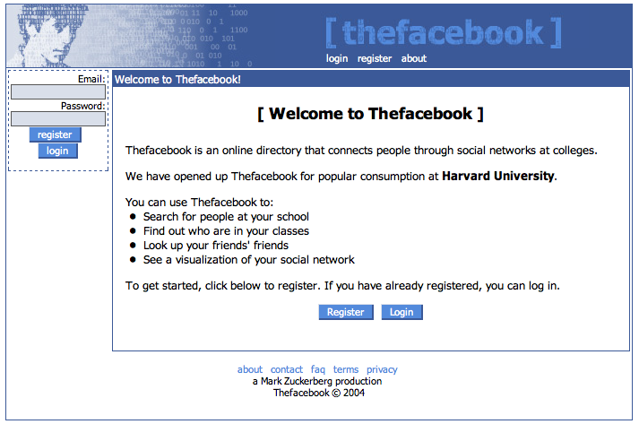Early Facebook Screenshot Early Facebook Screenshot