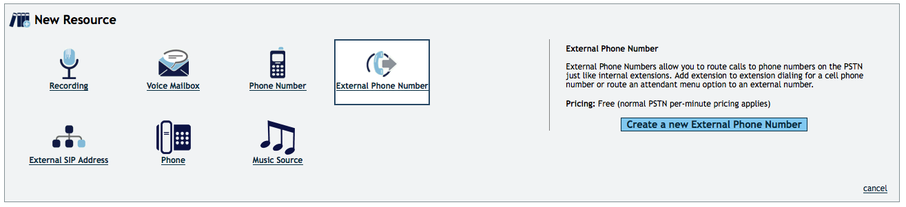 Create an External Phone Number in the OnSIP Admin Portal