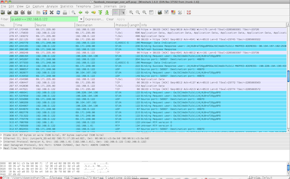 Wireshark output