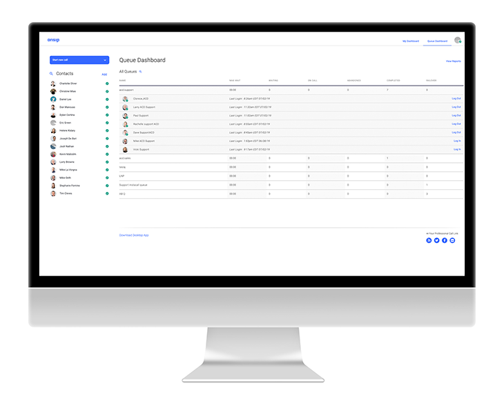 Screenshot of  the OnSIP Enhanced Queue Dashboard.