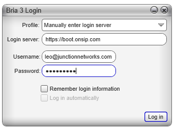 Bria Windows Login Screen