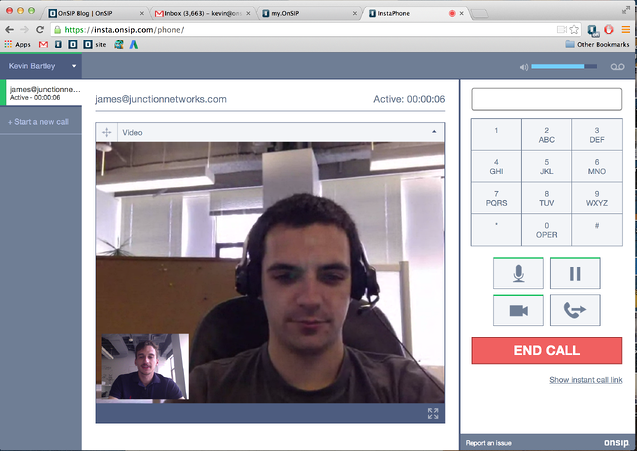 James and Kevin on an OnSIP InstaPhone video call