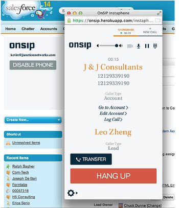 Screen popups in Salesforce display caller information Screen popups in Salesforce display caller information