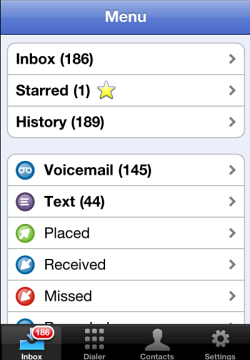 Google Voice for the iPhone Screen Shot