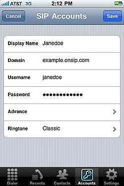 iSIP account setup
