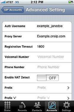 iSIP account setup