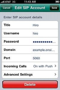 Edit SIP Account on Acrobits softphone