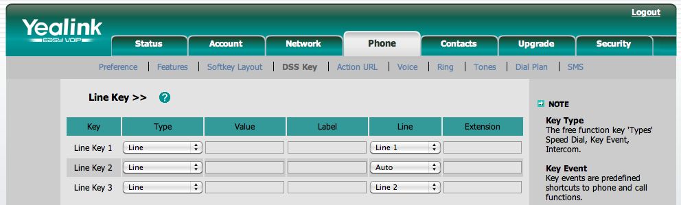 Yealink T22 settings