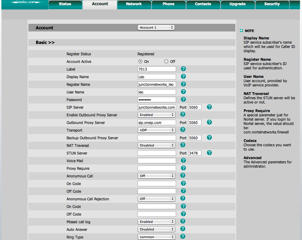 Yealink phone configuration