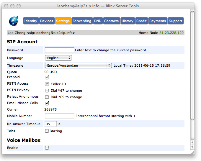 SIP Account Register