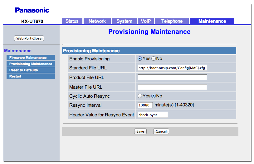 panasonic kx-ut670 provisioning