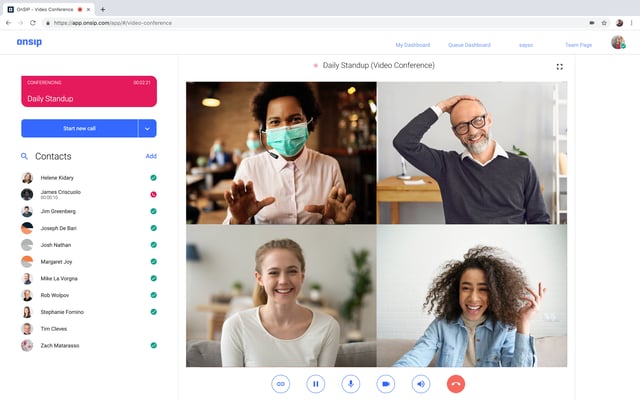 Screenshot of the OnSIP app video conferencing.