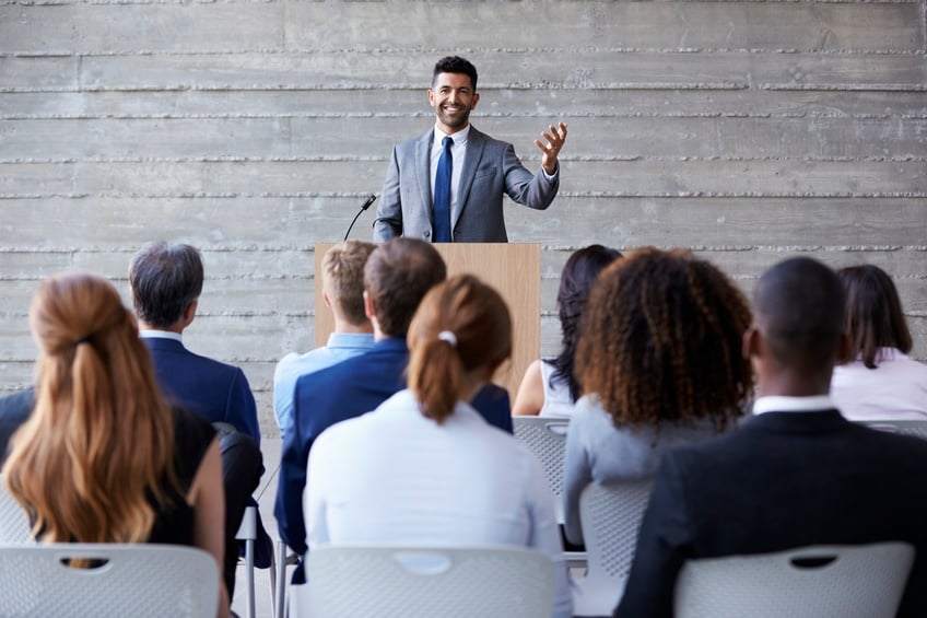 Business leader giving a speech