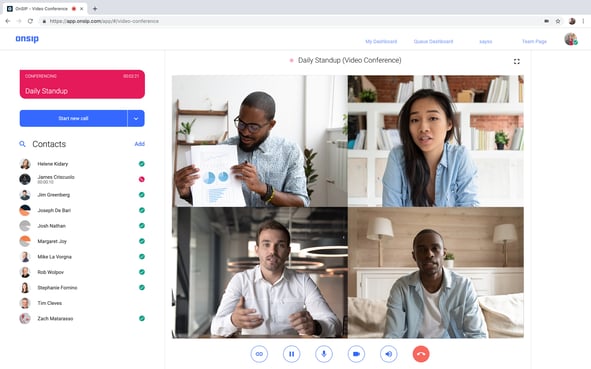 Video conference call in the OnSIP app
