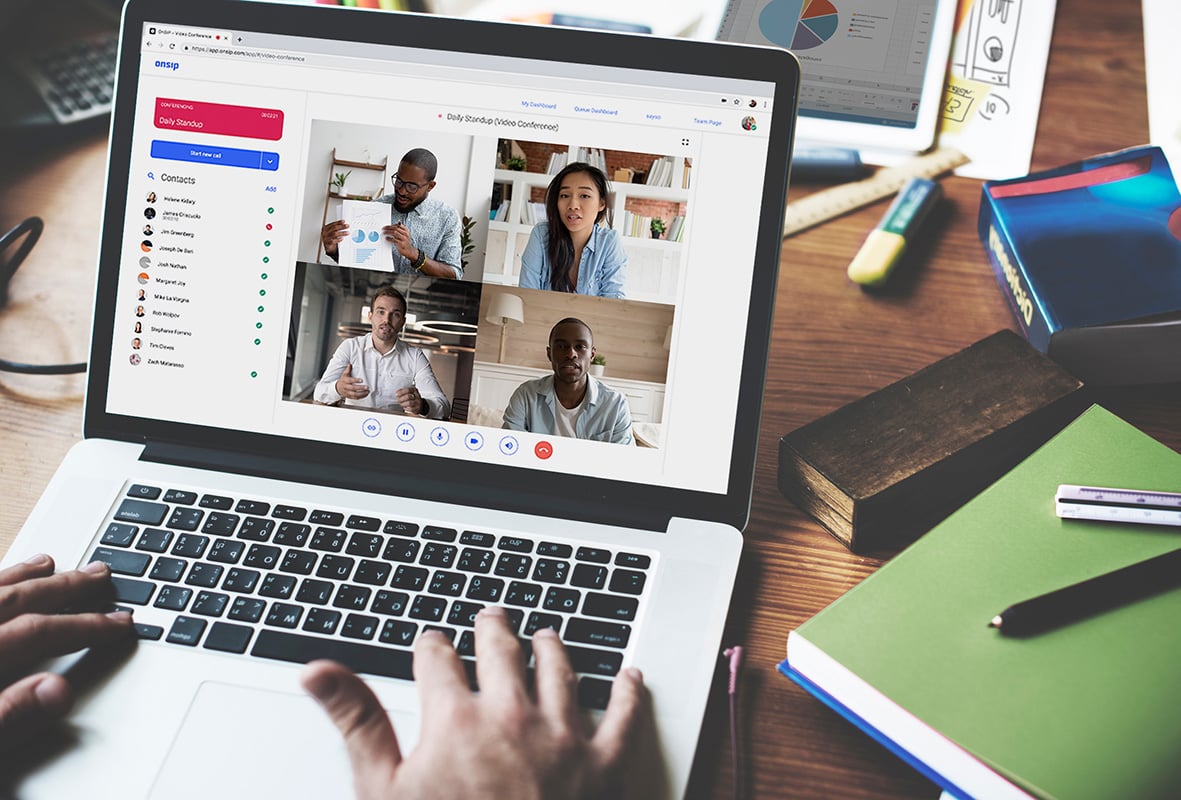 A group video conference call in the OnSIP desktop app.