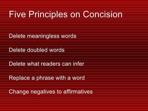 Five principles on concision
