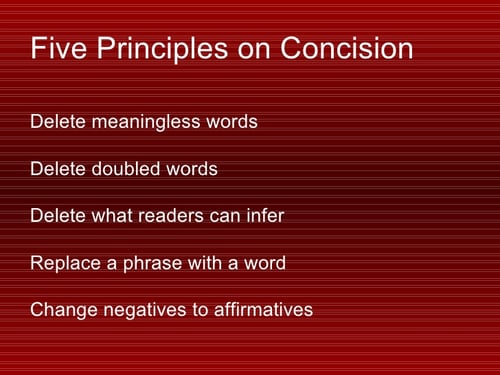 Five principles on concision