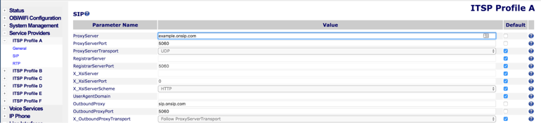 Server configuration Obihai OBi1062