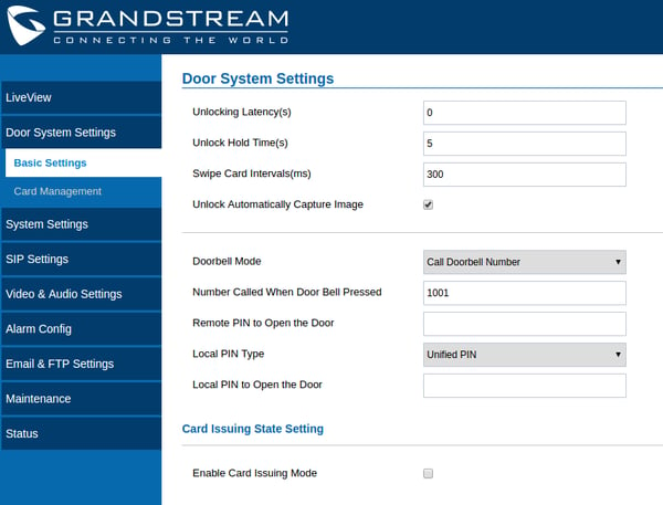 Grandstream GDS3710 Door System Settings