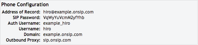 OnSIP User Phone Configuration