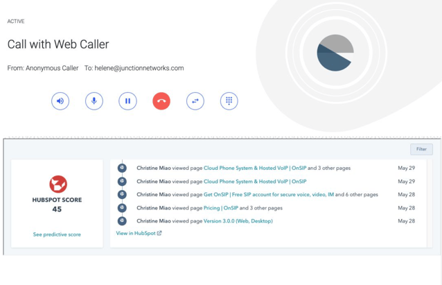 Screenshot of a HubSpot contact record view in an incoming sayso call.