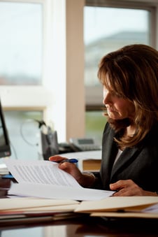 Lawyer reviewing legal documents