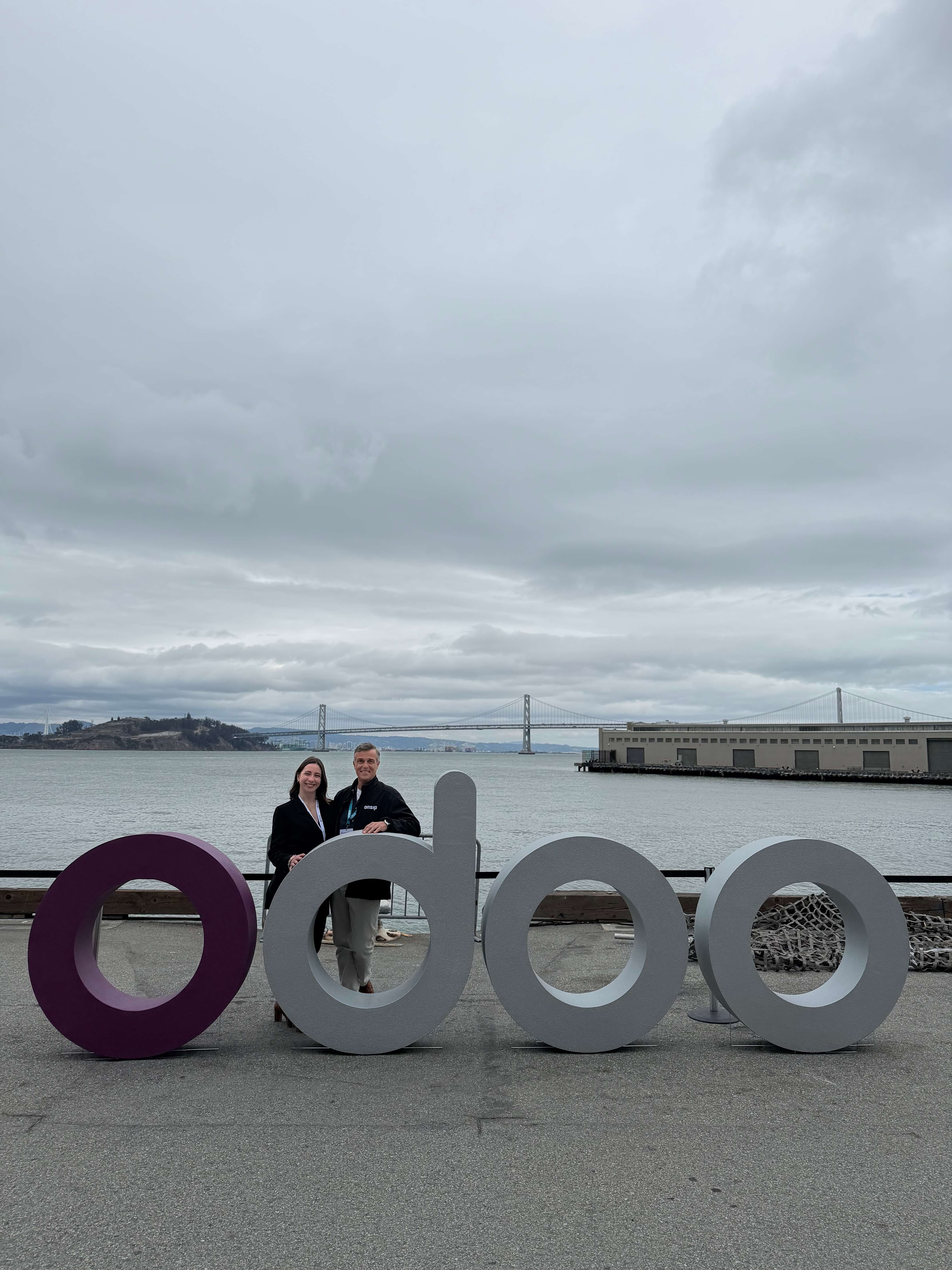 Picture from the grounds of the Odoo Experience Americas 2026, with the San Francisco Bay in the background.