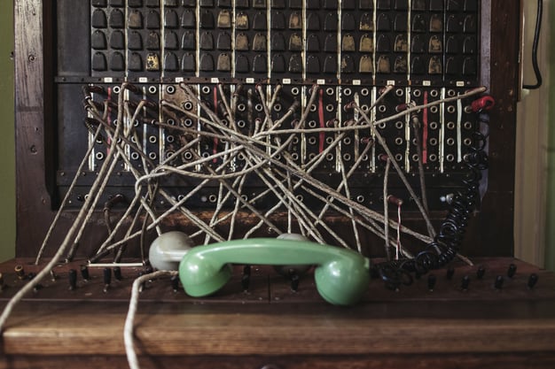 Tangled telephone copper wires demonstrated how much more complicated landlines are than VoIP.