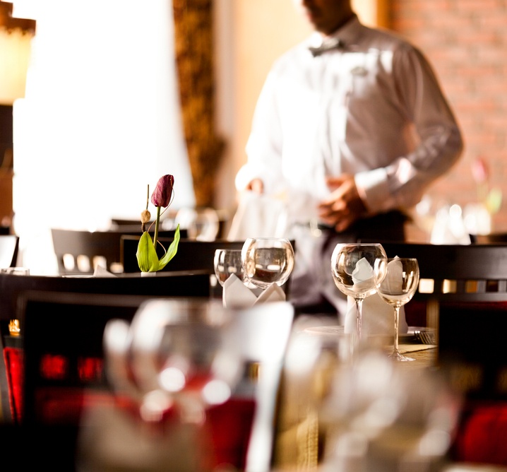 Restaurant server in the dining room