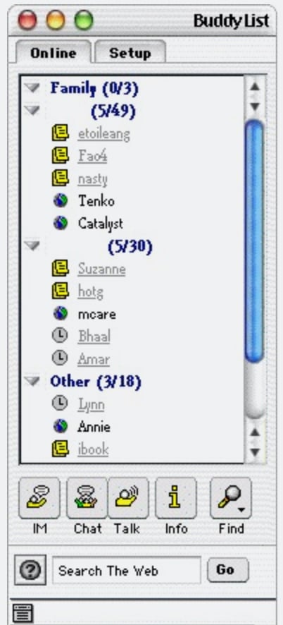 Screenshot of the presence feature in AOL Instant Messenger.