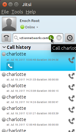 Call history in Jitsi Desktop for Ubuntu