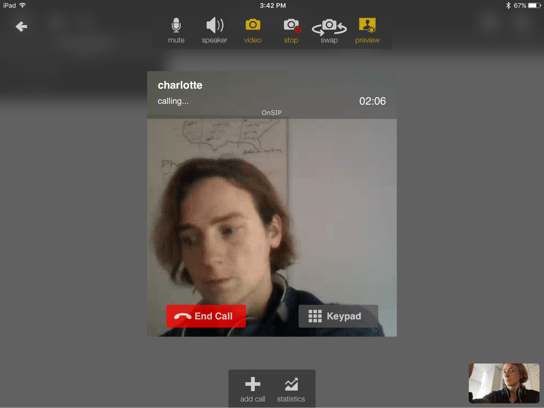 Bria for iPad video call