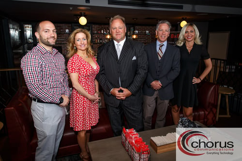 The Chorus Communications team. Left to right: Justin Joy, Amy Servis, Dan Cronin, Robert Molinaro, and Buffy Harakidas.