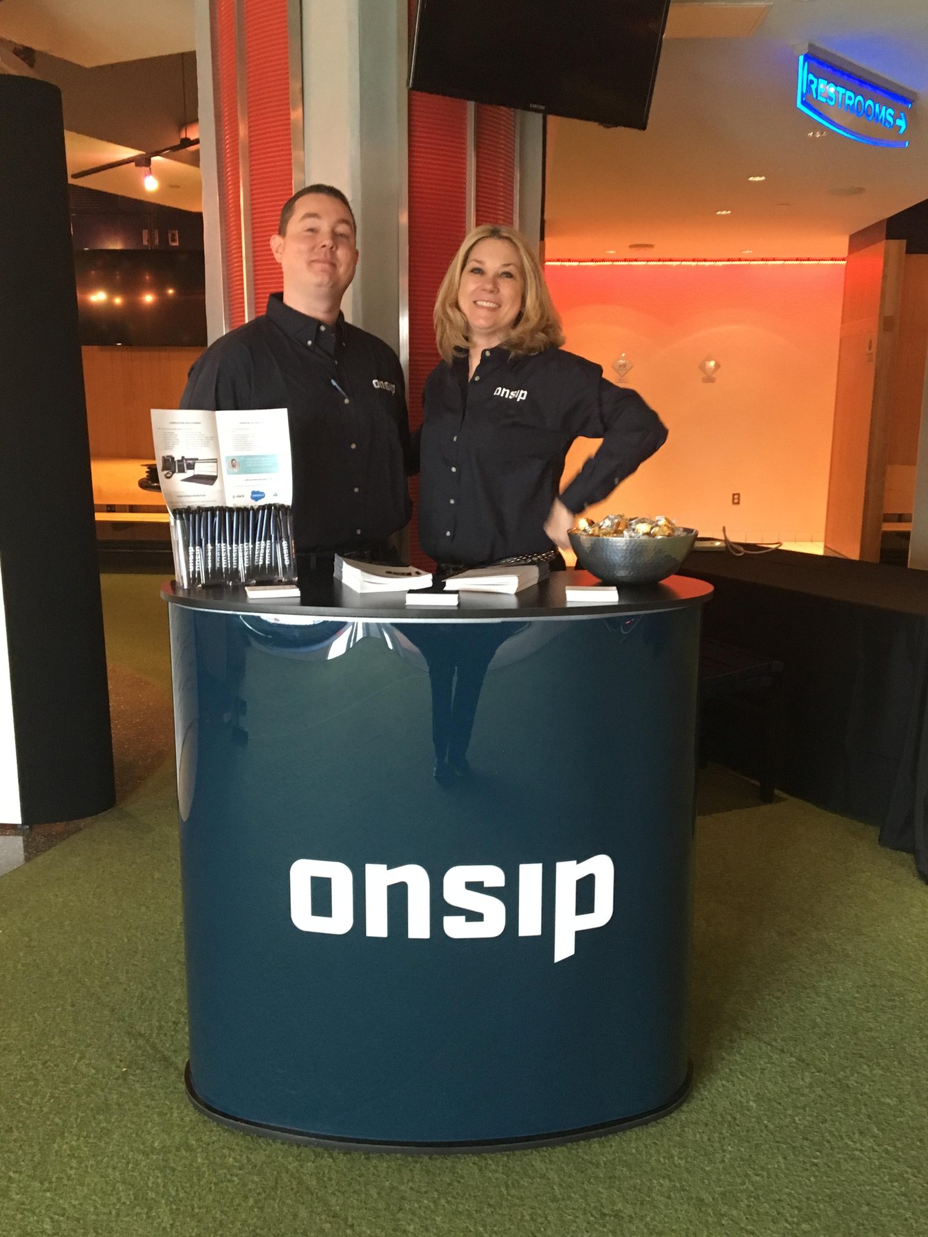 Chuck Dunne and Helene KIdary at the OnSIP booth