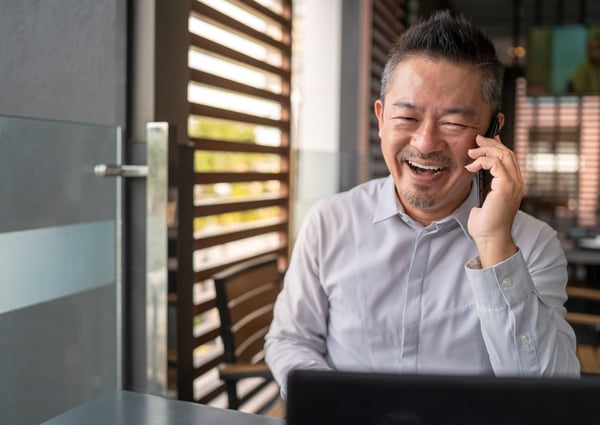 Businessman on a conference call.