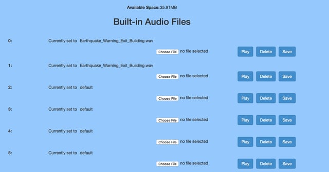 Built-In Audio Files - Cyberdata SIP Paging Server with Bell Scheduler