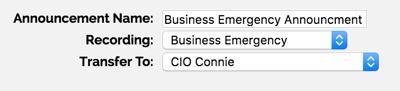 Business emergency announcement