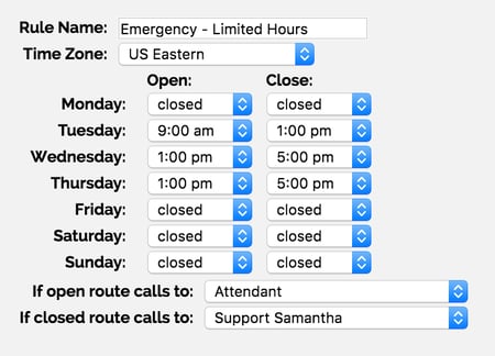 Business Hour Rules in OnSIP Admin Portal