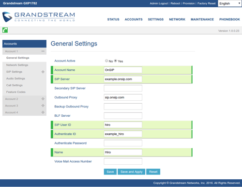 Grandstream GXP1782 Configuration