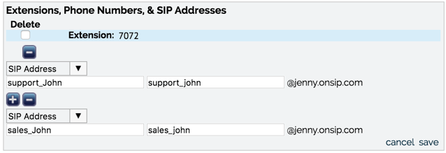 Add SIP aliases to a user in OnSIP