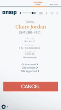 Sample softphone built into the Salesforce user interface