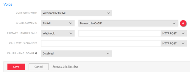 Routing Calls from Twilio to OnSIP with a TwiML Bin