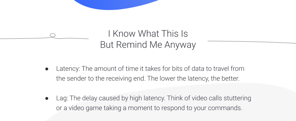 Screenshot of latency and lag definitions.