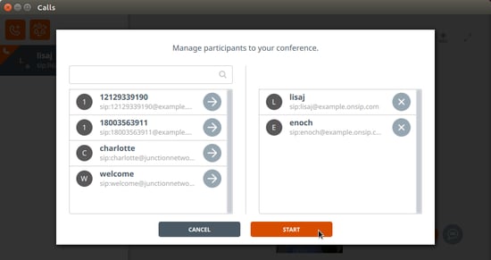 Linphone for Linux start conference call